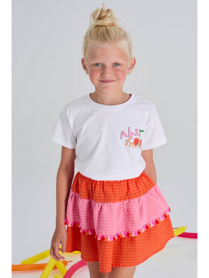 Rood roze rok met franje detail Deena Blue Bay