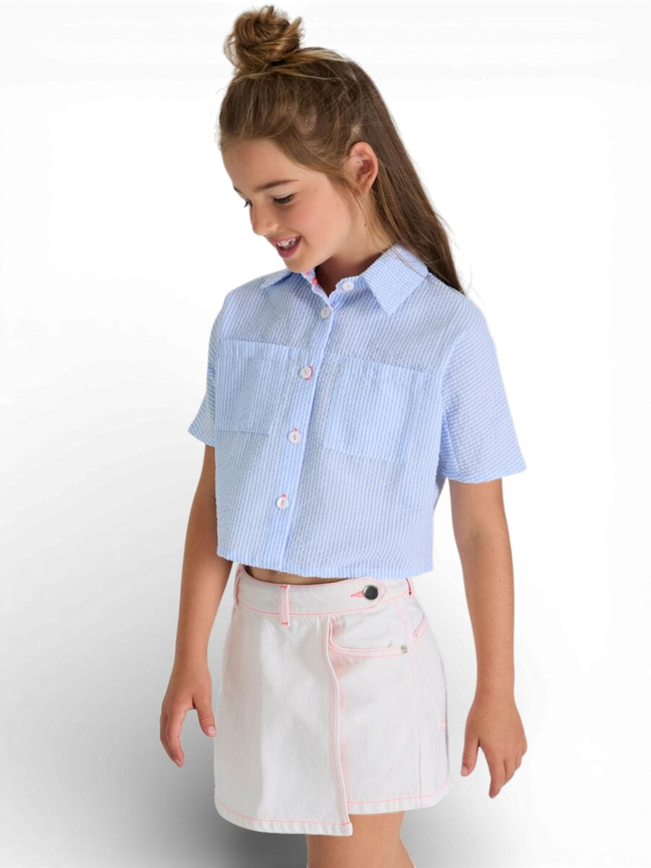 Witte jeansshort met roze stekking Jeanne Blue Bay