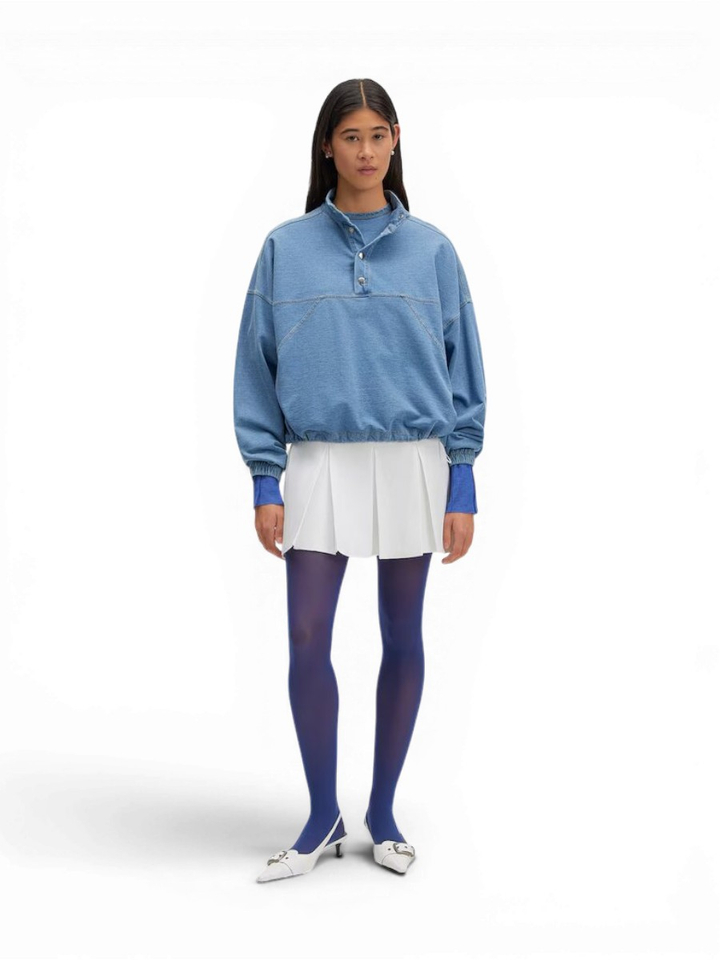 Denim sweater met zilver drukknopen Polly Edited 