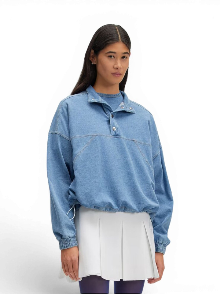 Denim sweater met zilver drukknopen Polly Edited 