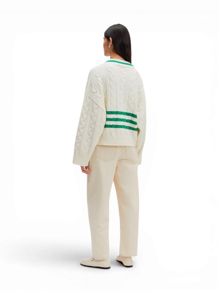 Beige sweater met groen accent Charline Edited