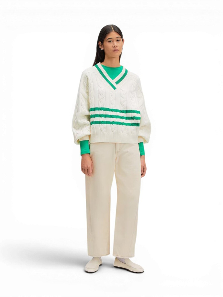Beige sweater met groen accent Charline Edited