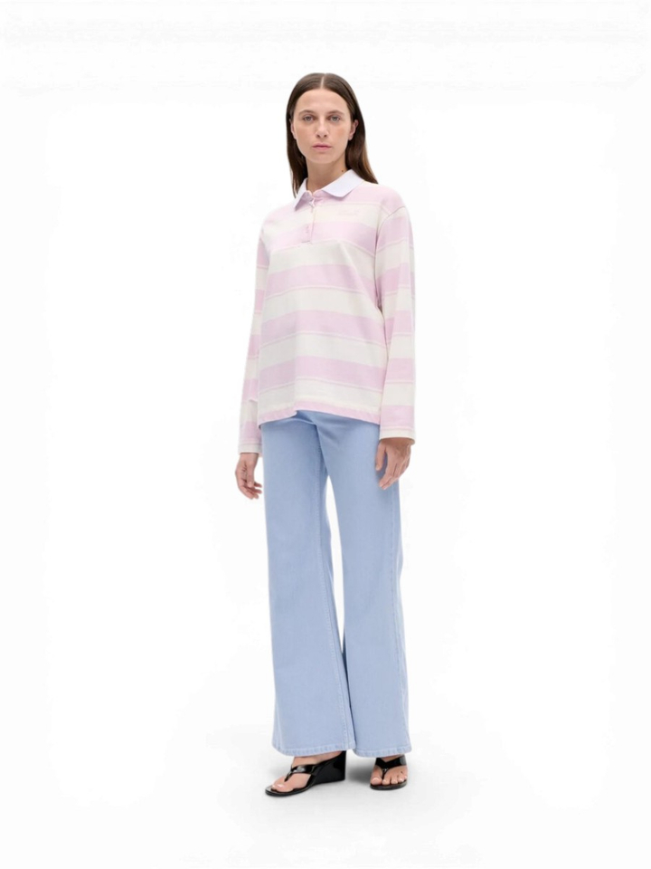 Blauw gestreepte blouse met knopen Edited 