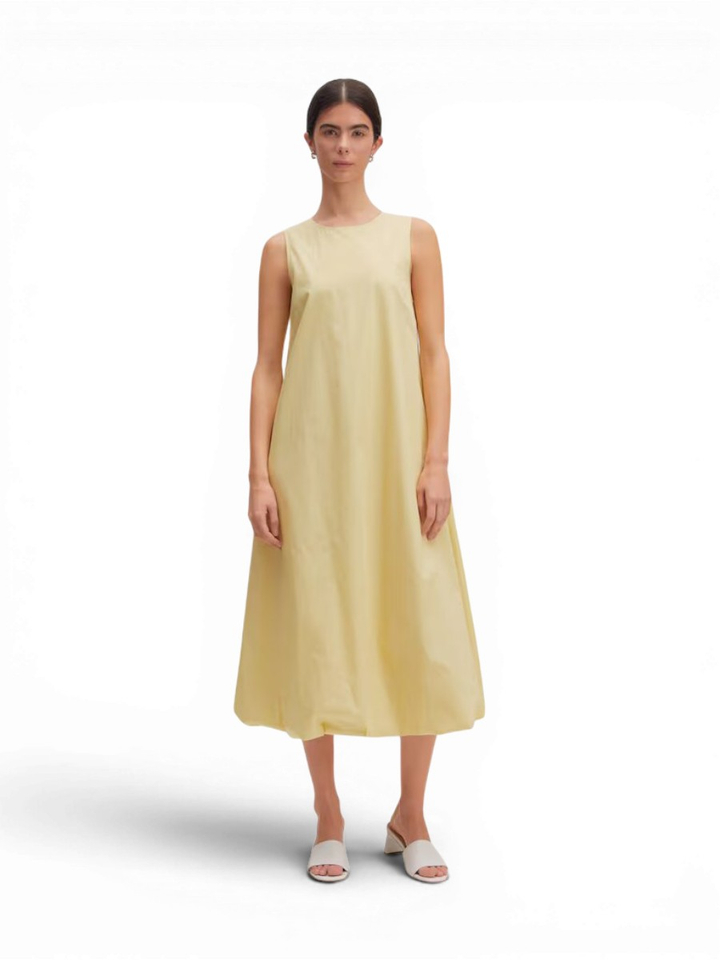 Licht gele katoenen uitlopende jurk met ballon effect  Flora Edited