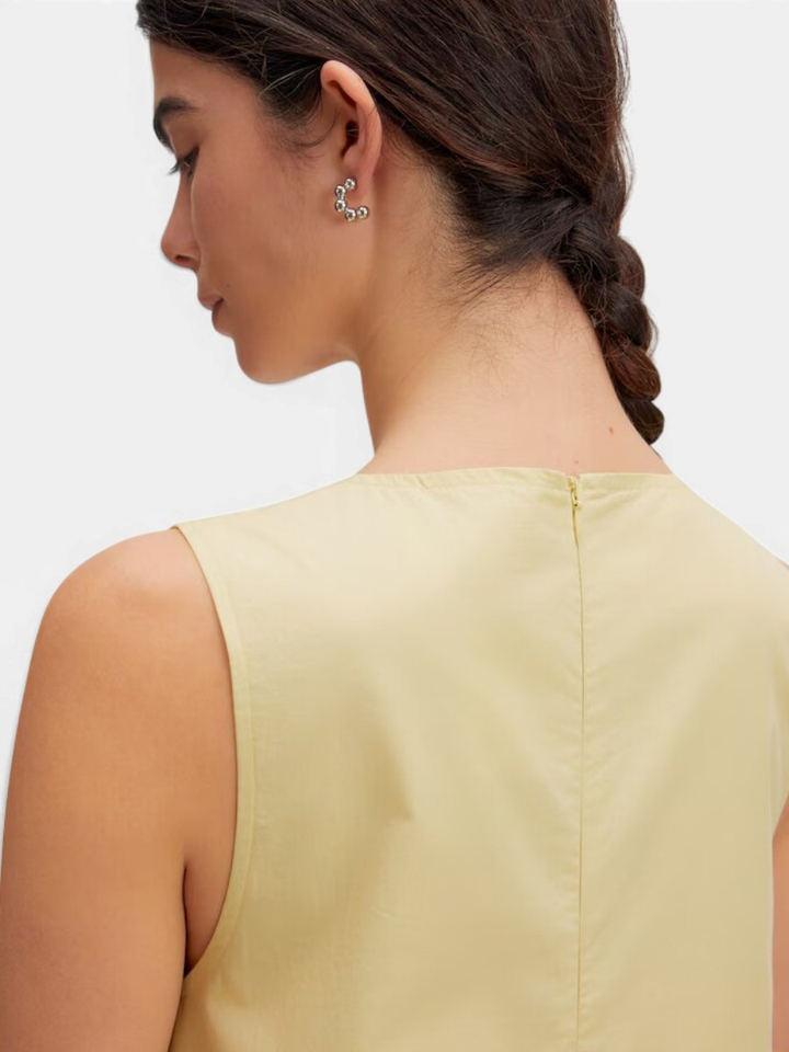 Licht gele katoenen uitlopende jurk met ballon effect  Flora Edited