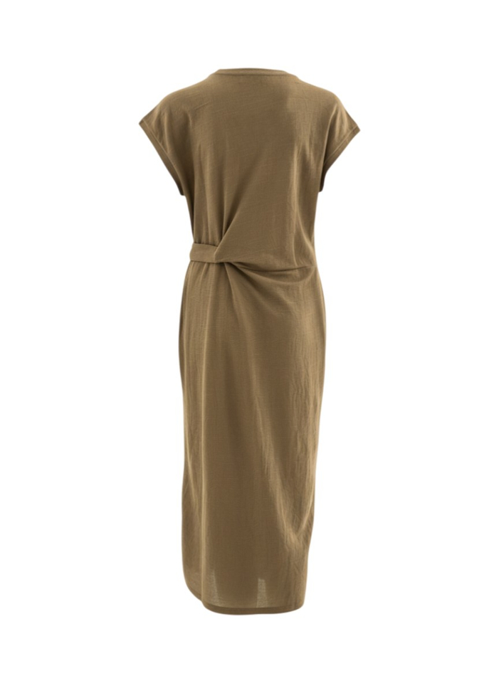Bruine casual kleed met sierlijk detail Milla Edited 