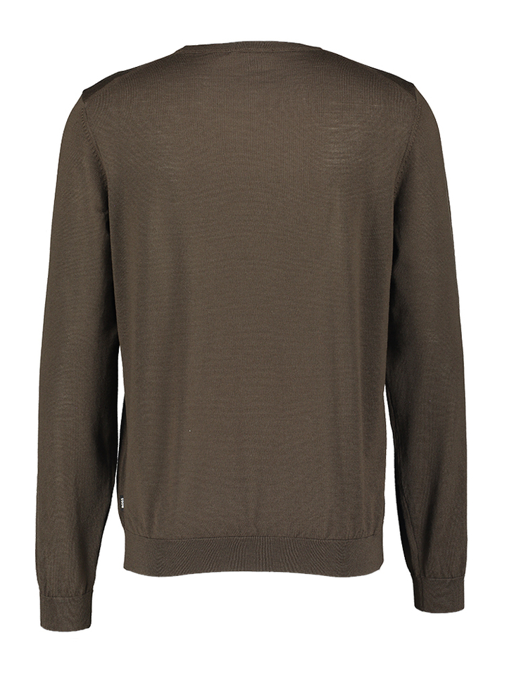 Kakigroene wollen pull met ronde hals Leno Hugo Boss