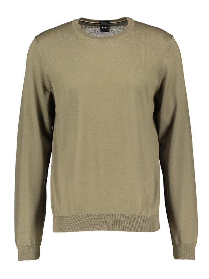 Groene wollen sweater met ronde hals Leno Hugo Boss
