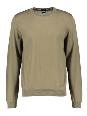 Groene wollen sweater met ronde hals Leno Hugo Boss