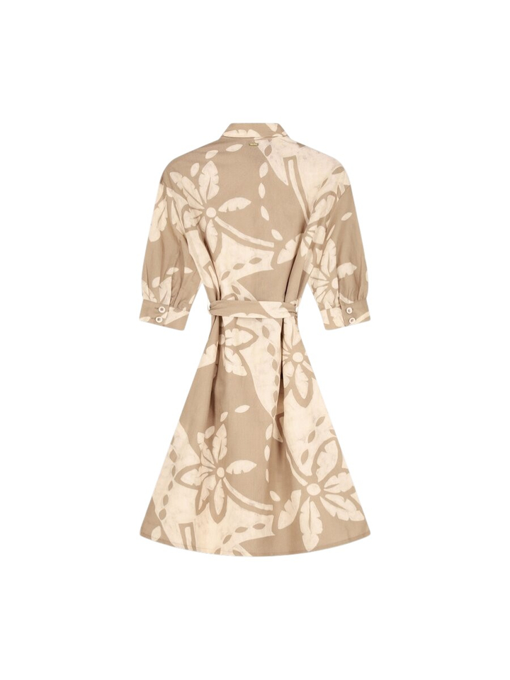 Beige linnen jurk met bloemenprint Madison Blue Bay