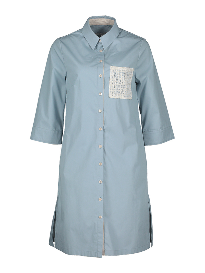 Lichtblauwe katoenen jurk met speciale borstzak Maxine Blue Bay