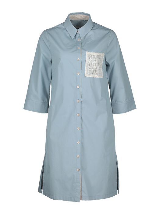 Lichtblauwe katoenen jurk met speciale borstzak Maxine Blue Bay