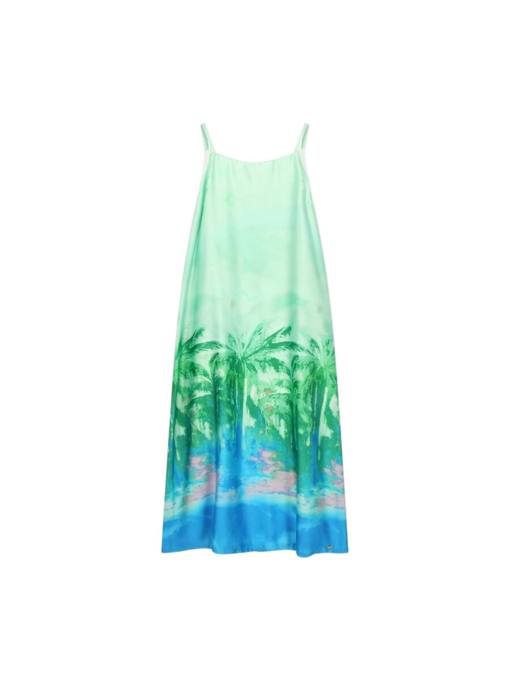 Groene maxi-jurk met zomerse print  Maroone Blue Bay 