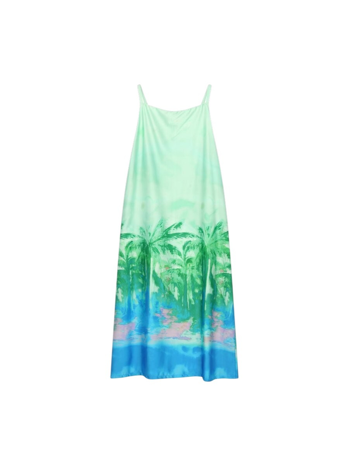 Groene maxi-jurk met zomerse print  Maroone Blue Bay 