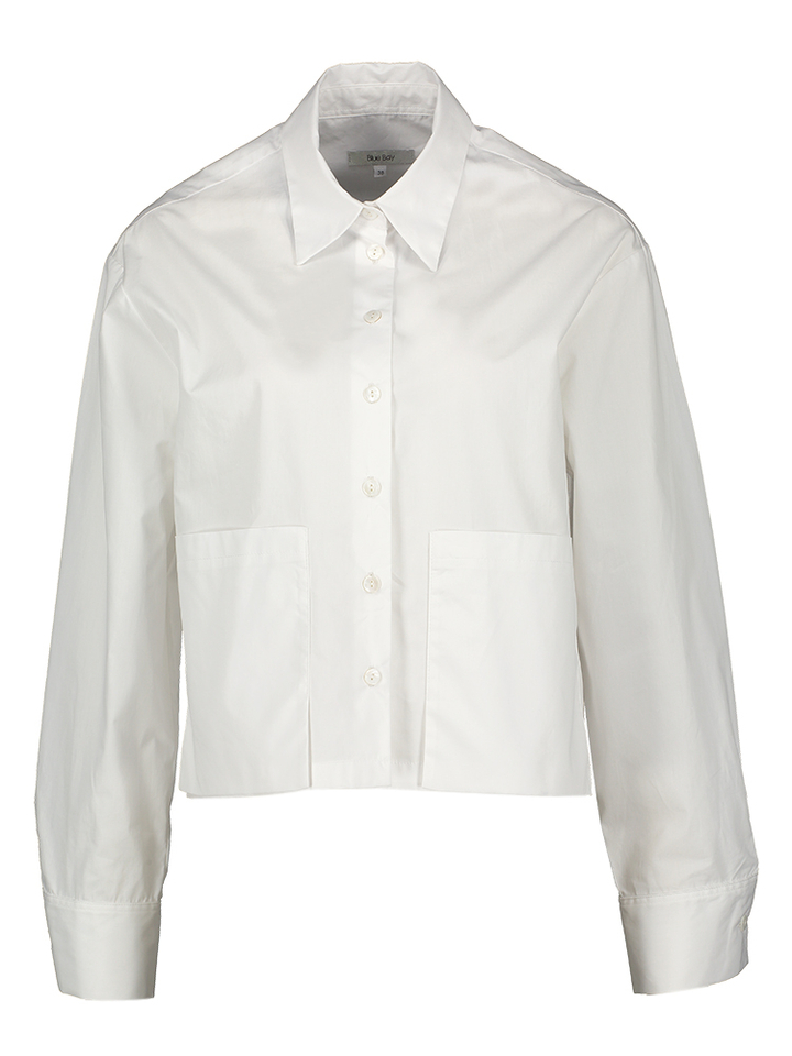 Witte korte katoenen bloes Lilou Blue Bay 