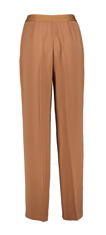 Terracotta kleurige soepelvallende broek met elastiek Willow Raffaello