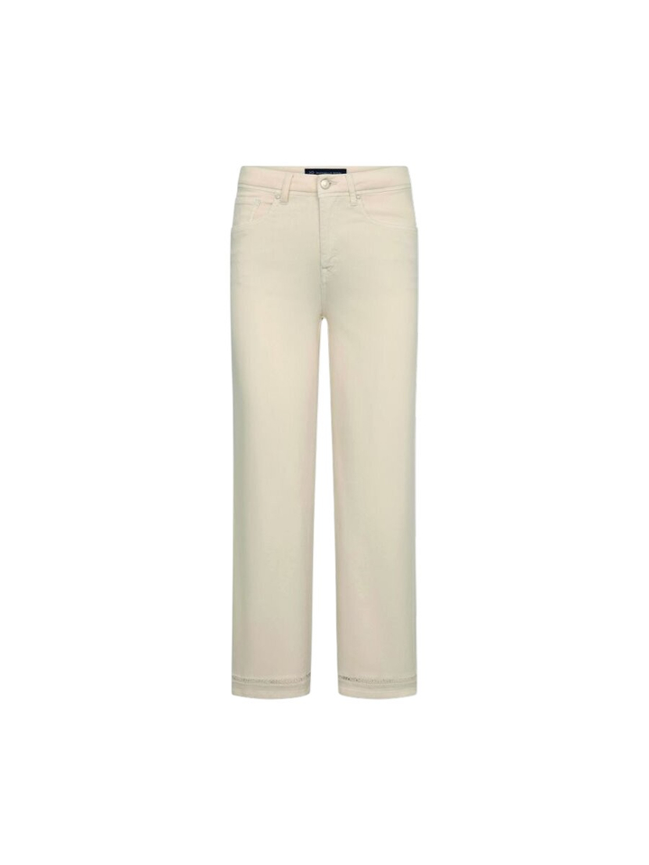 Beige broek met kanten details aan broekspijpen Raffaello Rossi