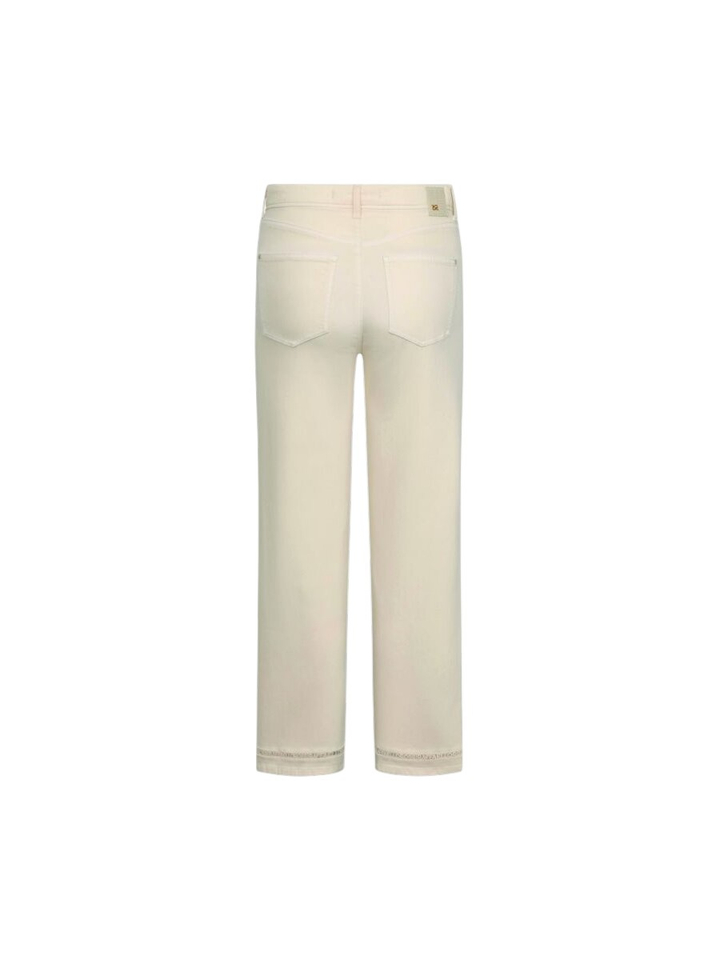 Beige broek met kanten details aan broekspijpen Raffaello Rossi