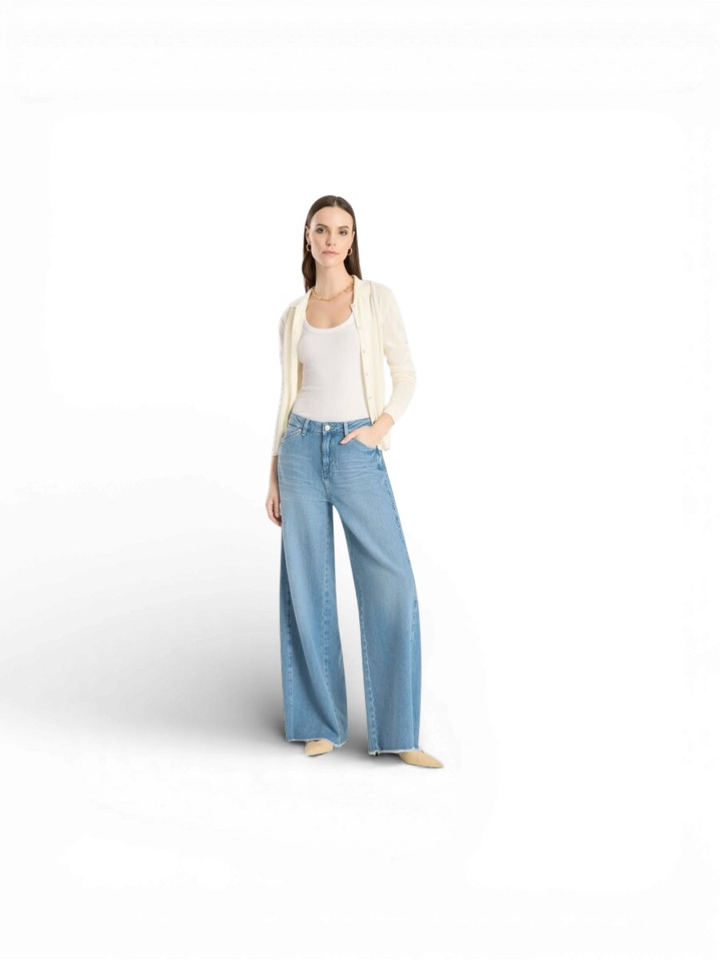 Blauwe wijde jeans Raffaello Rossi