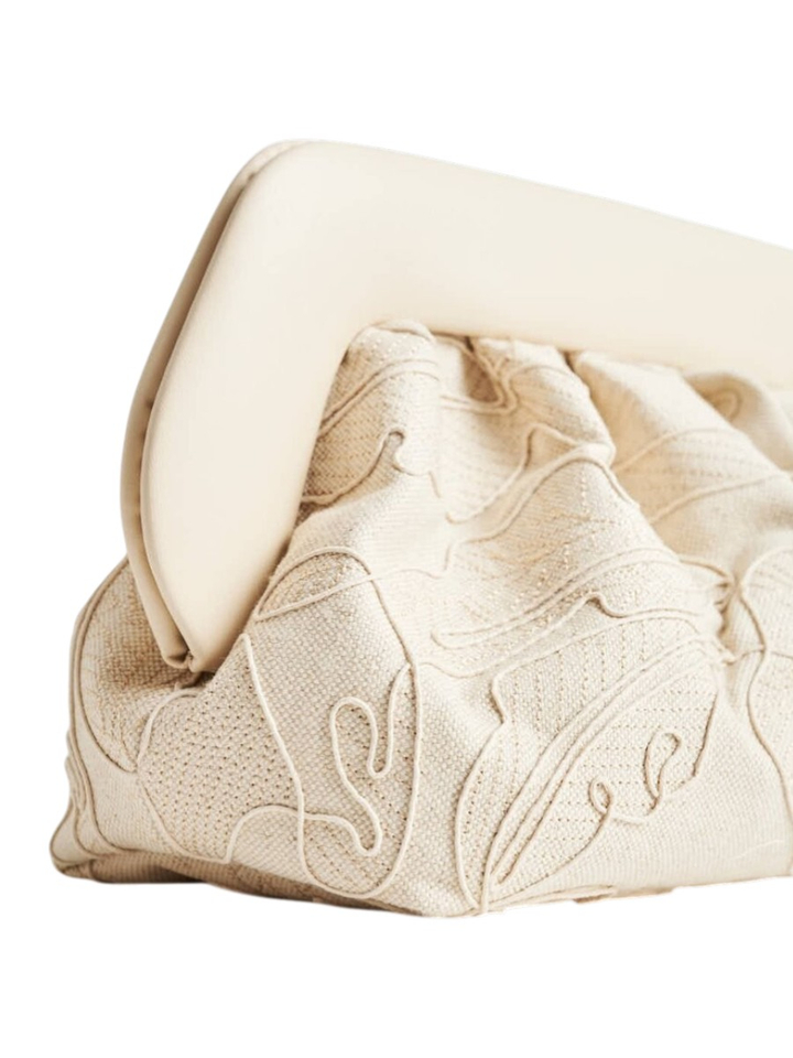 Beige schoudertas Angora Ricamo Canapa Themoire