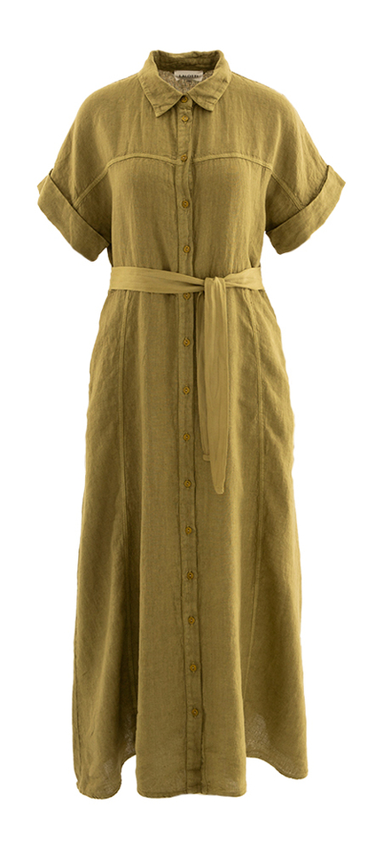 Groen linnen kleed Giorgina Long Dress Lalotti 