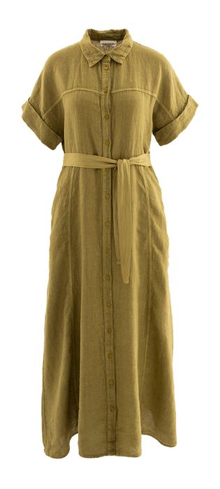 Groen linnen kleed Giorgina Long Dress Lalotti