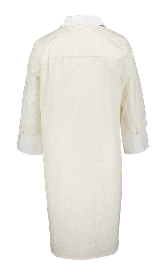 Ecru jurk met bloemenbroderie Cecile Short Dress Lalotti 