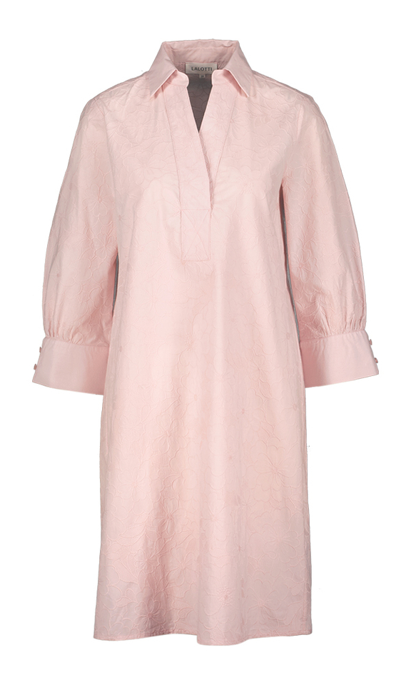 Roze jurk in bloemenkant Cecile Short Dress Lalotti 