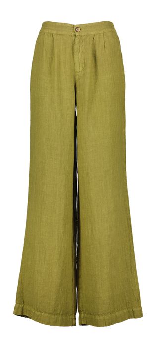 Groene linnen wijde broek Ginette Pants Lalotti