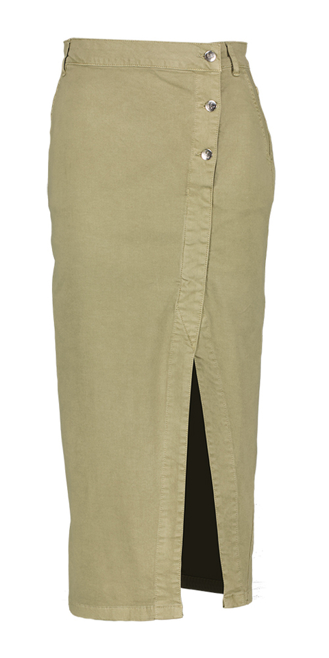 Kakigroene jeansrok met knopen Sillia Lalotti 