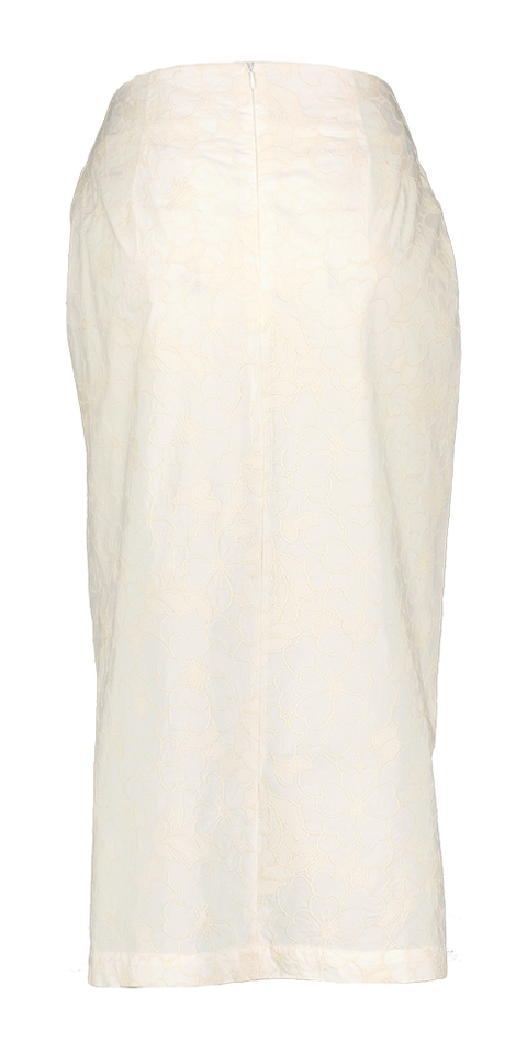 Ecru rok met split in bloemenkant Ray Skirt Lalotti