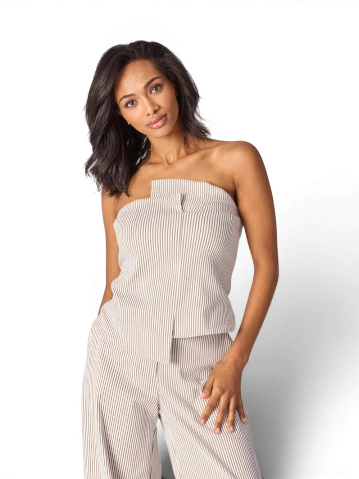 Beige bustier top met strepen Bibette Top Lalotti 