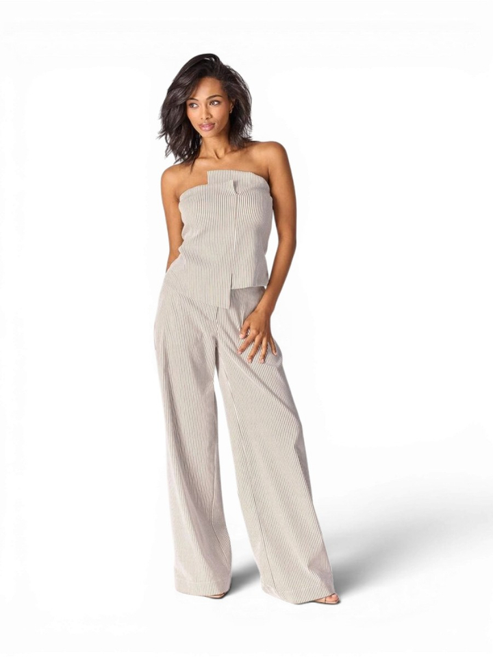 Beige bustier top met strepen Bibette Top Lalotti 
