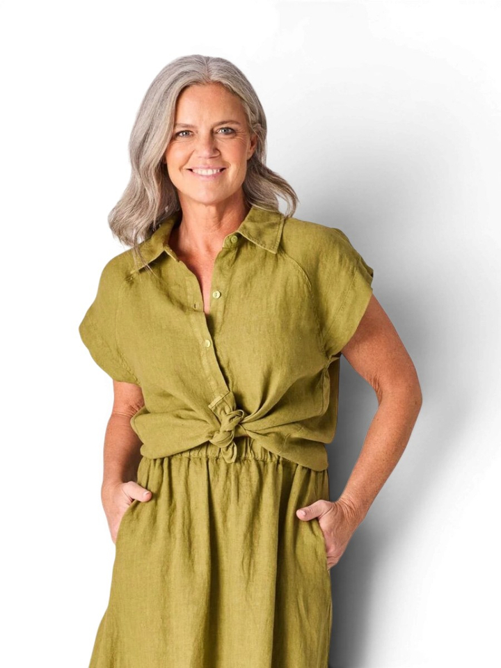 Groene blouse met knoopsluiting Gloria Blouse Lalotti