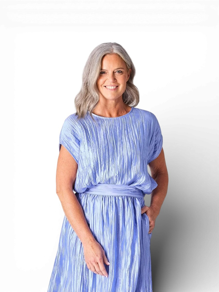 Blauwe blouse met korte mouw Colette Lalotti