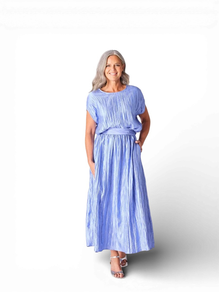 Blauwe blouse met korte mouw Colette Lalotti