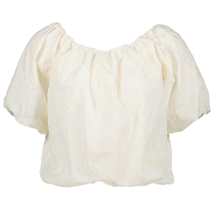 Ecru off shoulder bloes met bloemenprint Adeline Blouse Lalotti