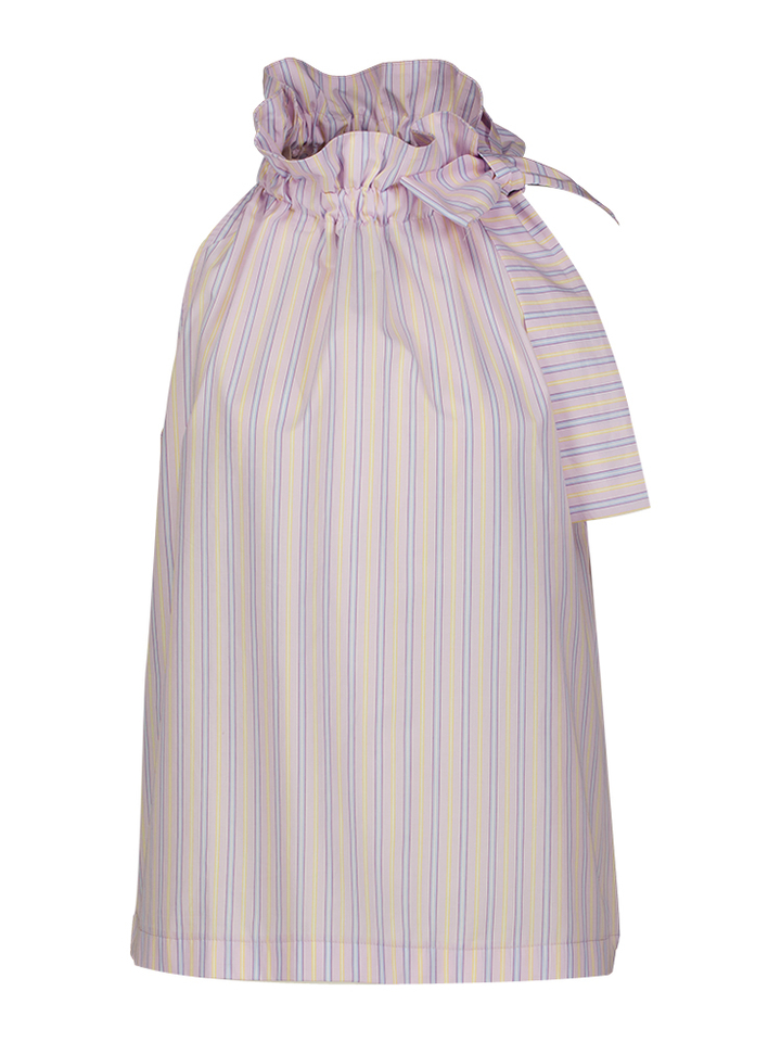 Roze gestreepte top met strik detail Maura Lalotti