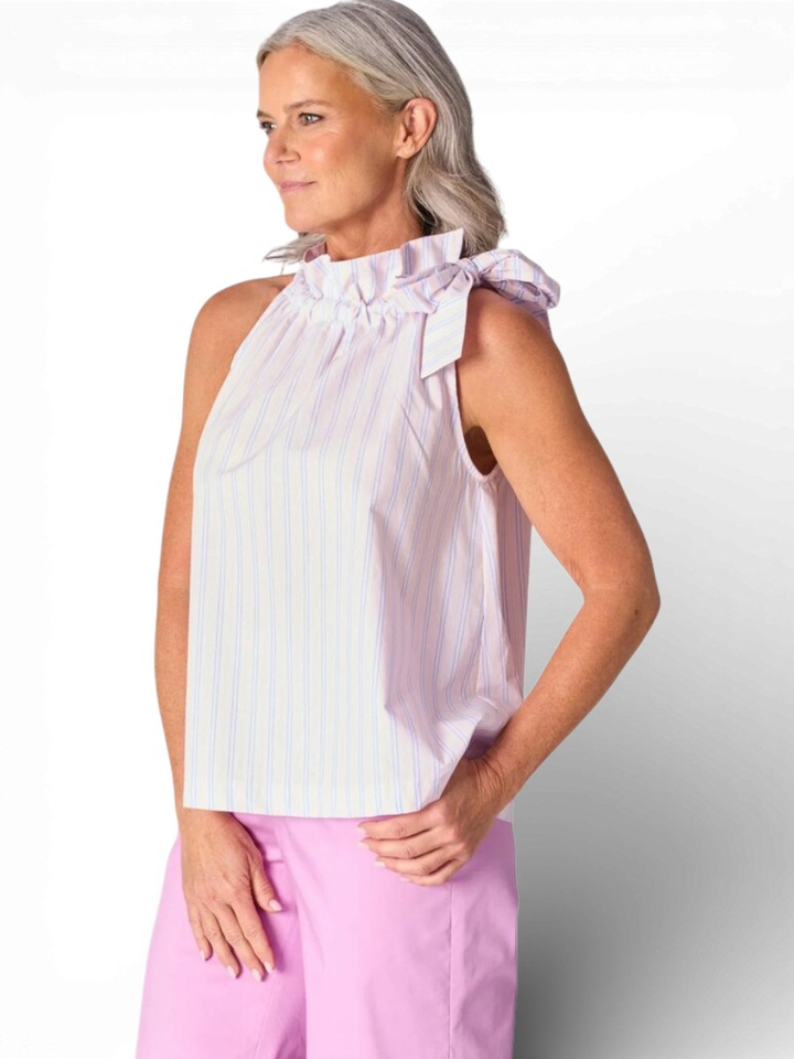 Roze gestreepte top met strik detail Maura Lalotti