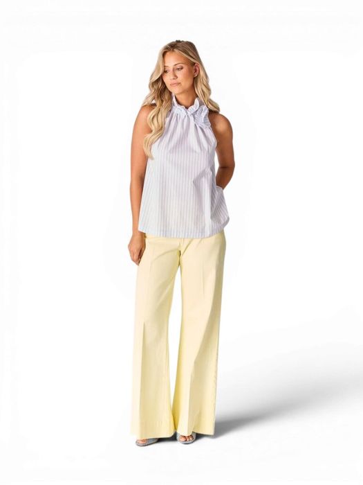 Lichtblauw gestreepte top met strik detail Maura Lalotti