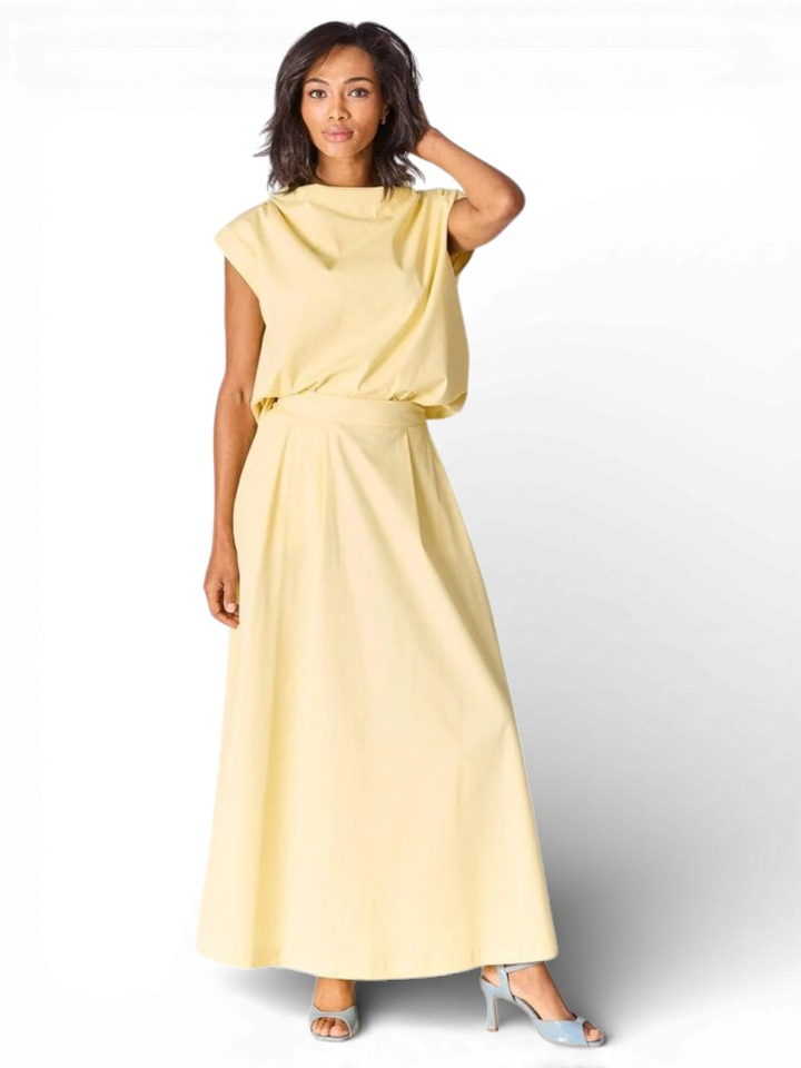 Gele top met gedrapeerde halslijn Raavi Lalotti