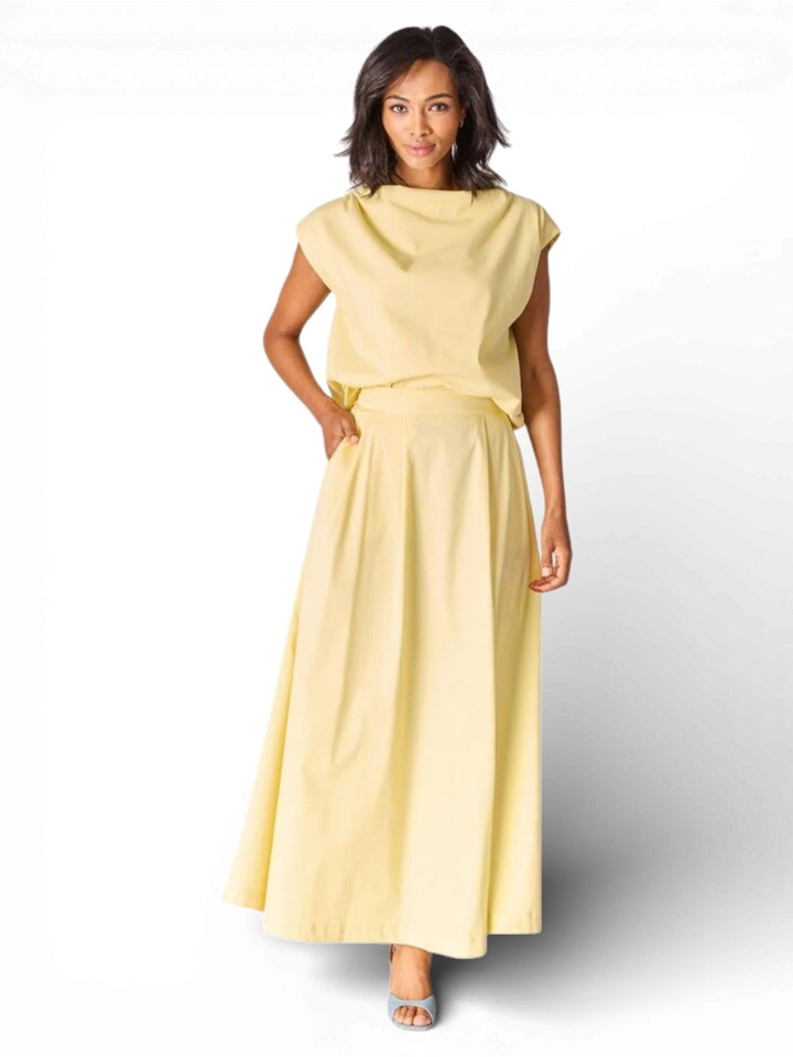 Gele top met gedrapeerde halslijn Raavi Lalotti