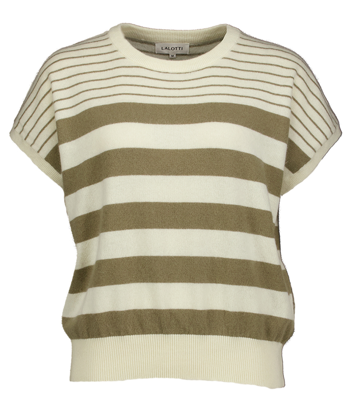 Ecru beige gestreepte trui Lalotti 