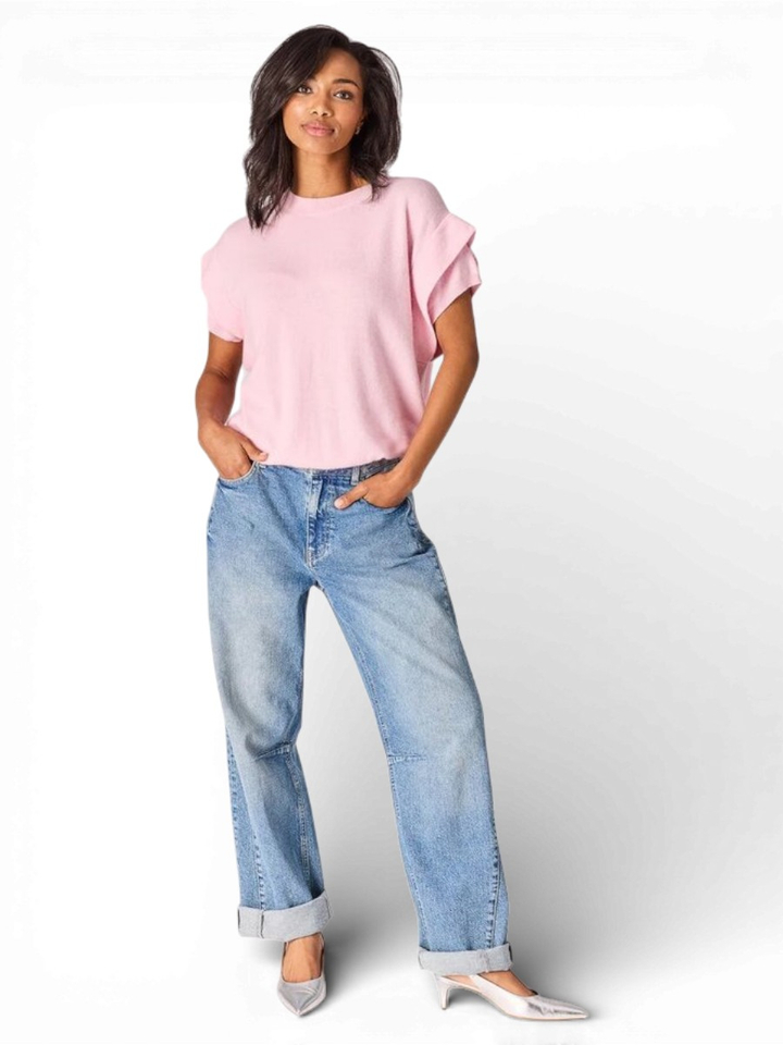 Roze pull met schouderdetail Mira Lalotti 