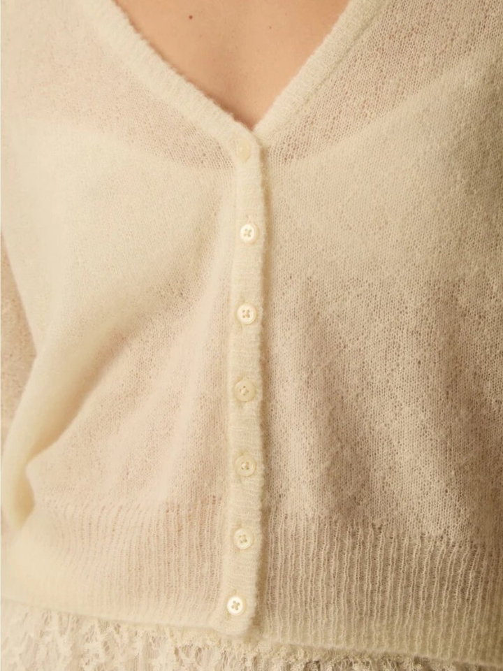 Ecru wollen gilet met knopen Cocotte Des Petits Hauts