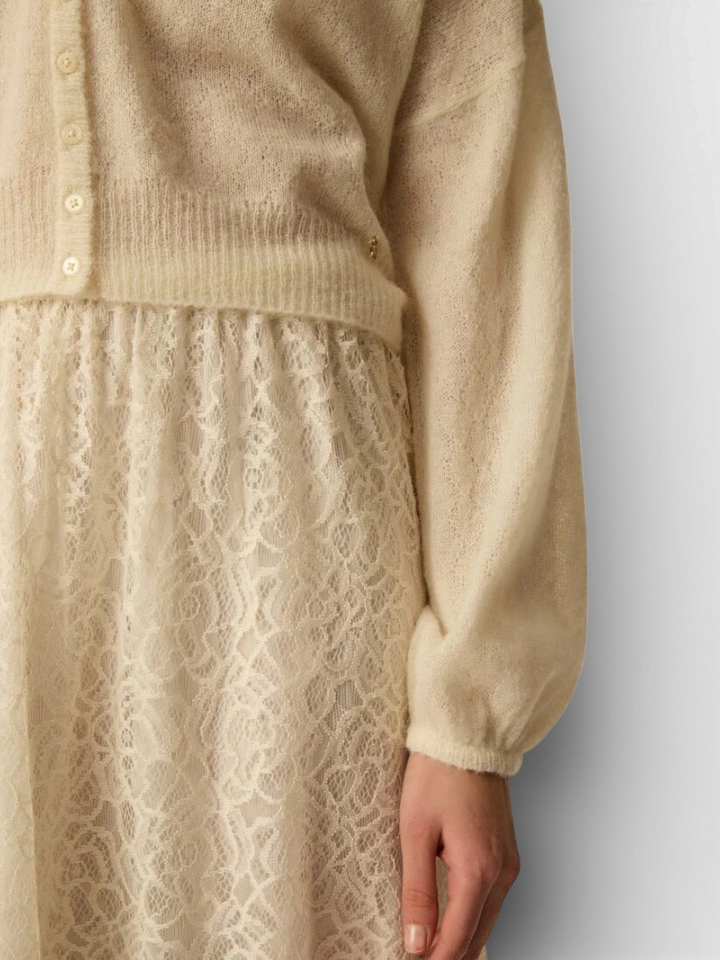 Ecru wollen gilet met knopen Cocotte Des Petits Hauts