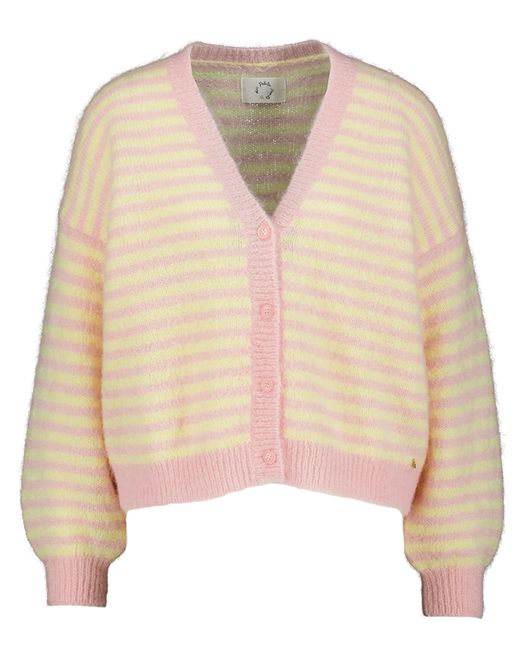 Roze geel gestreepte gilet met knopen Alvaro Des Petits Hauts