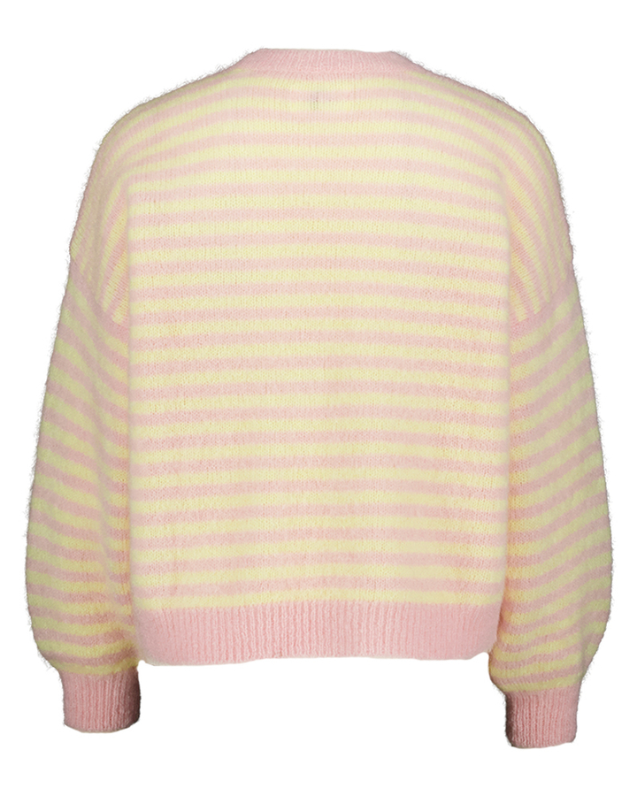 Roze geel gestreepte gilet met knopen Alvaro Des Petits Hauts