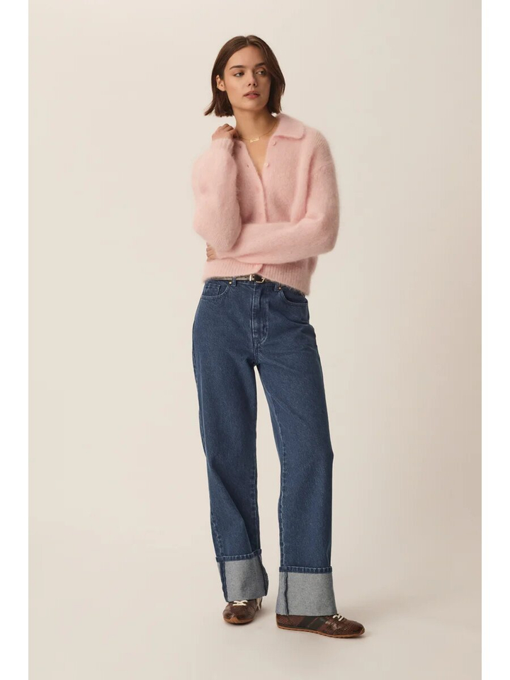 Roze cardigan met kraag Apolo Des Petits Hauts