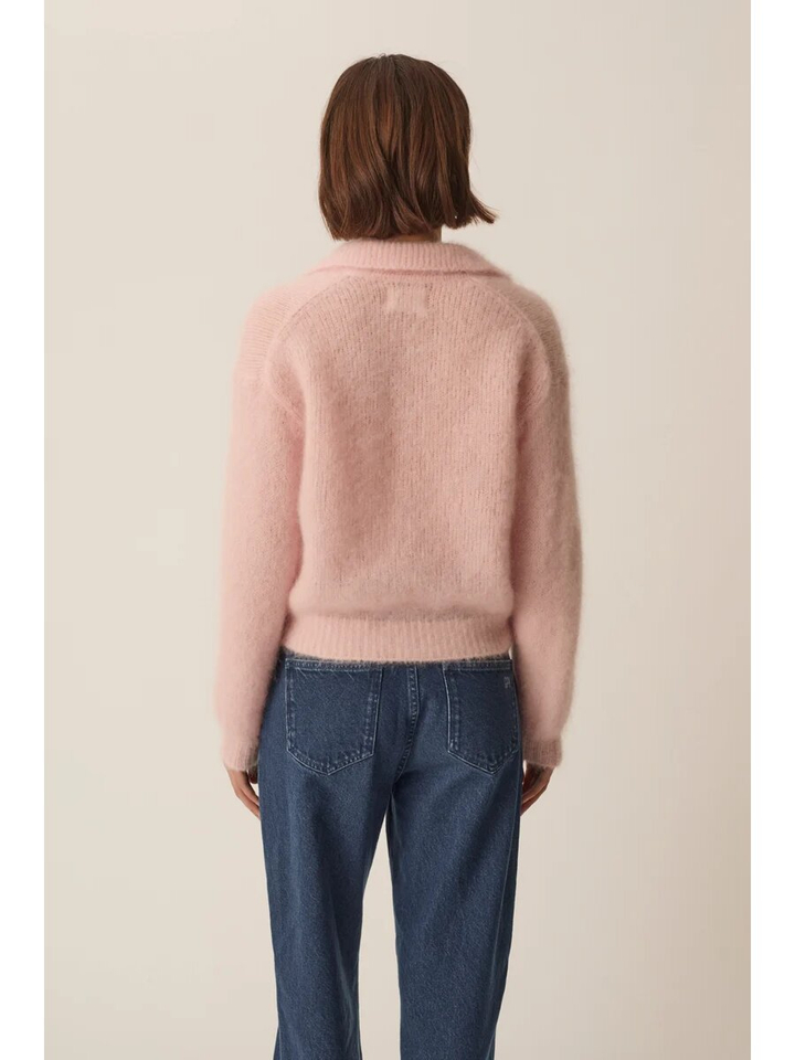 Roze cardigan met kraag Apolo Des Petits Hauts